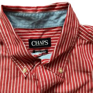 Chaps Red Striped Button-Down Shirt